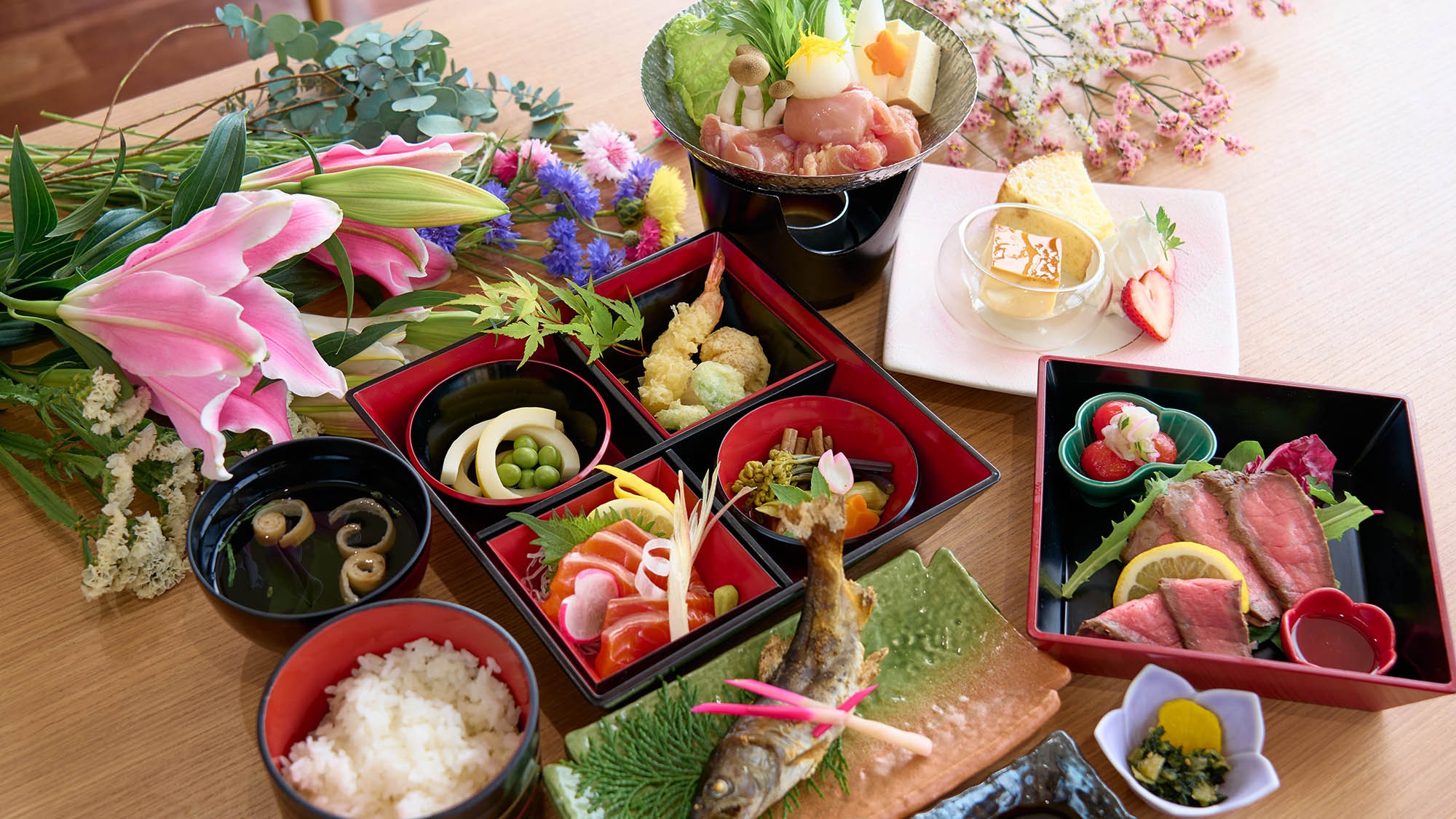 【2食付／あじさい】迷ったらコレ！料理長厳選の旬彩御膳でレイクビュー満喫