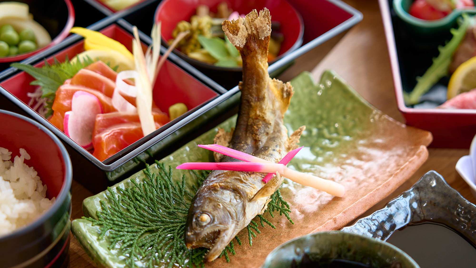 ・【夕食一例／あじさい御膳】『土佐アメゴ姿焼き』自然豊かな高知県産アメゴを香ばしく焼き上げました