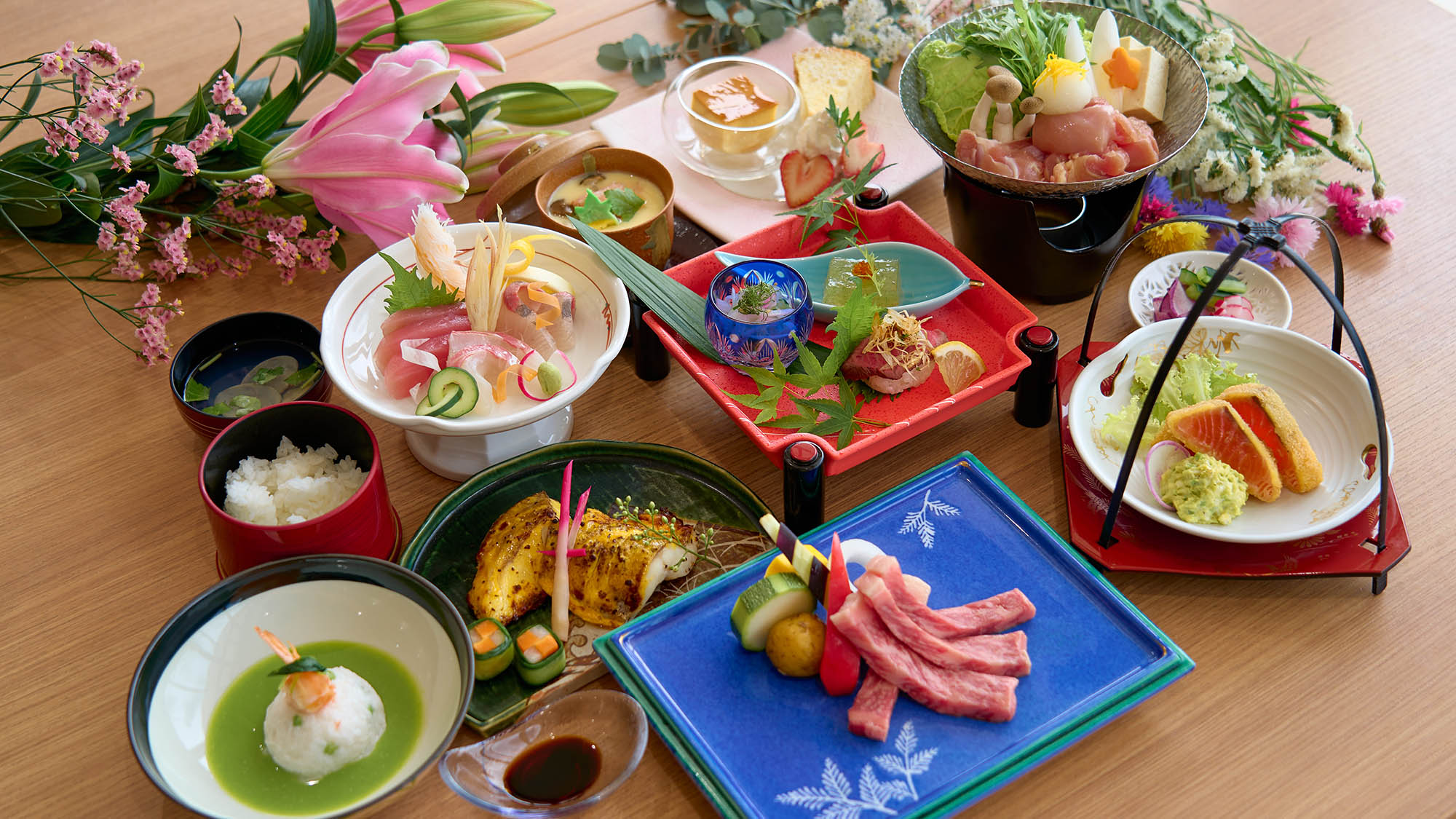 ・【夕食一例／煌めきの饗宴 ～土佐あかうし会席『雅(みやび)』】土佐あかうしを使った華やかな会席料理