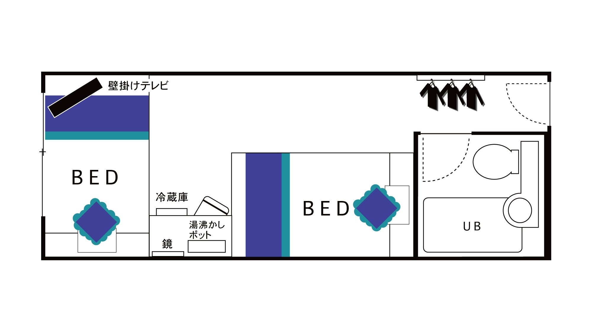 スタジオツインルーム間取り