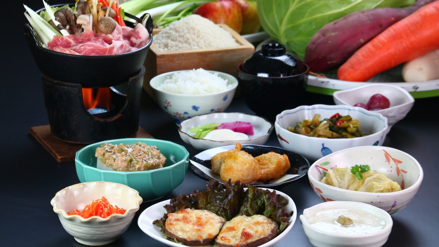 ★≪1泊2食≫お米に野菜、ほとんどうちの畑産！天然温泉とオーナー夫妻に癒されるフローラ戸狩基本プラン
