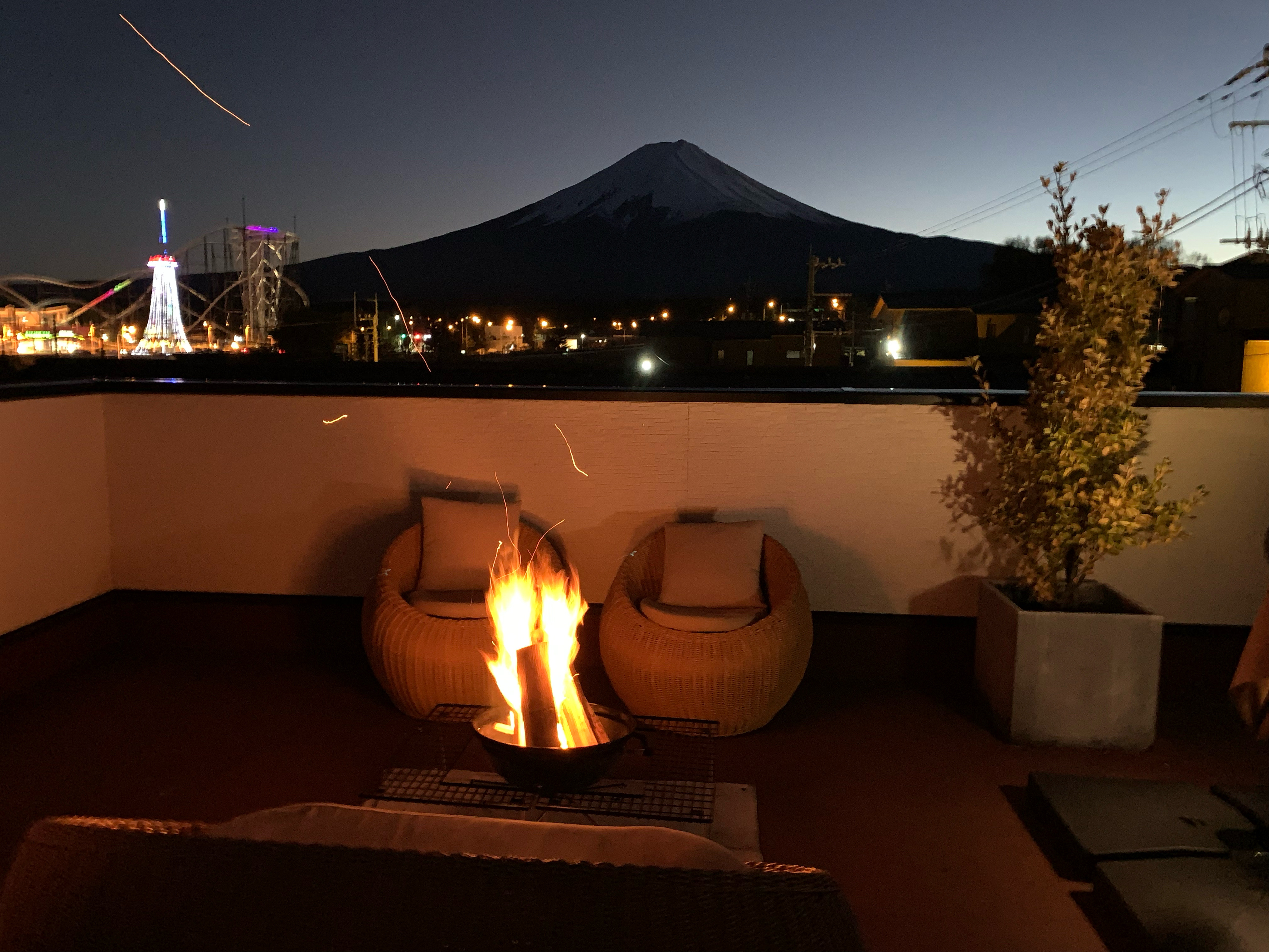 焚火と富士山