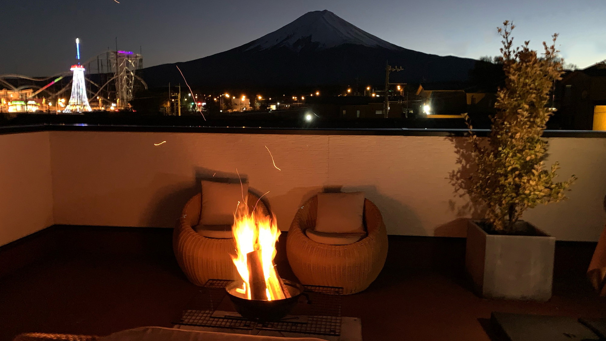焚火と富士山