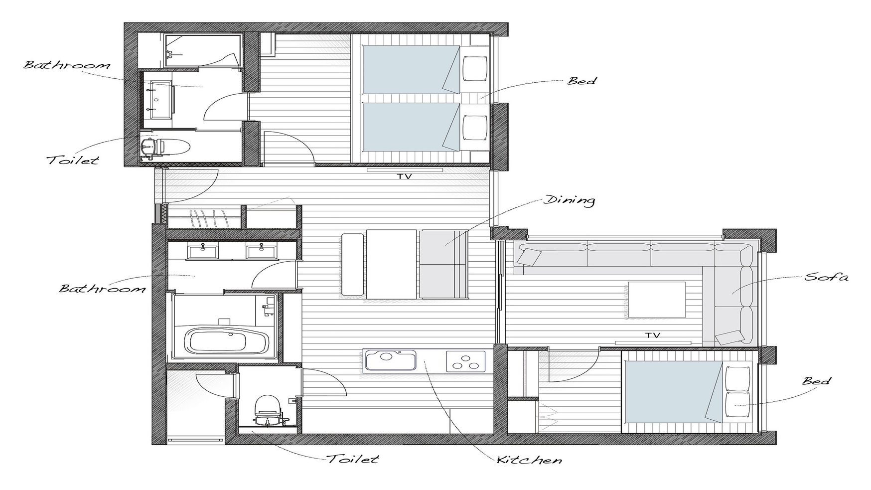 2bed room Layout