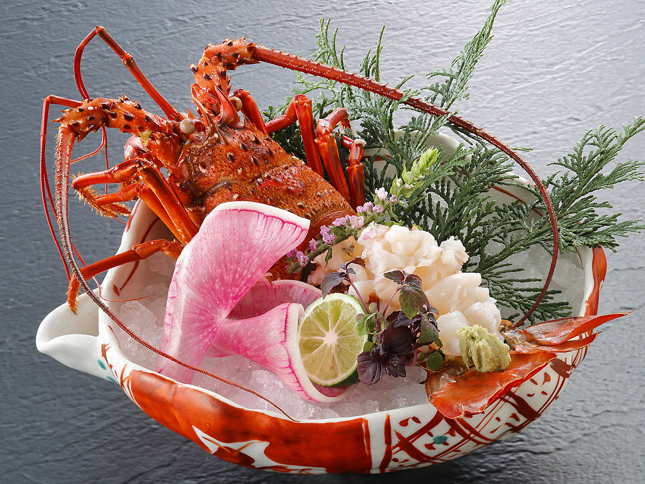 伊勢海老の洗い盛り　妻物一式