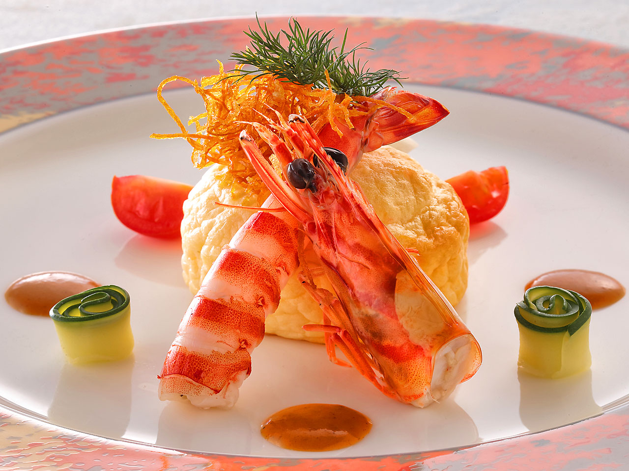 海老のフリカッセ　アメリケーヌソース仕立て