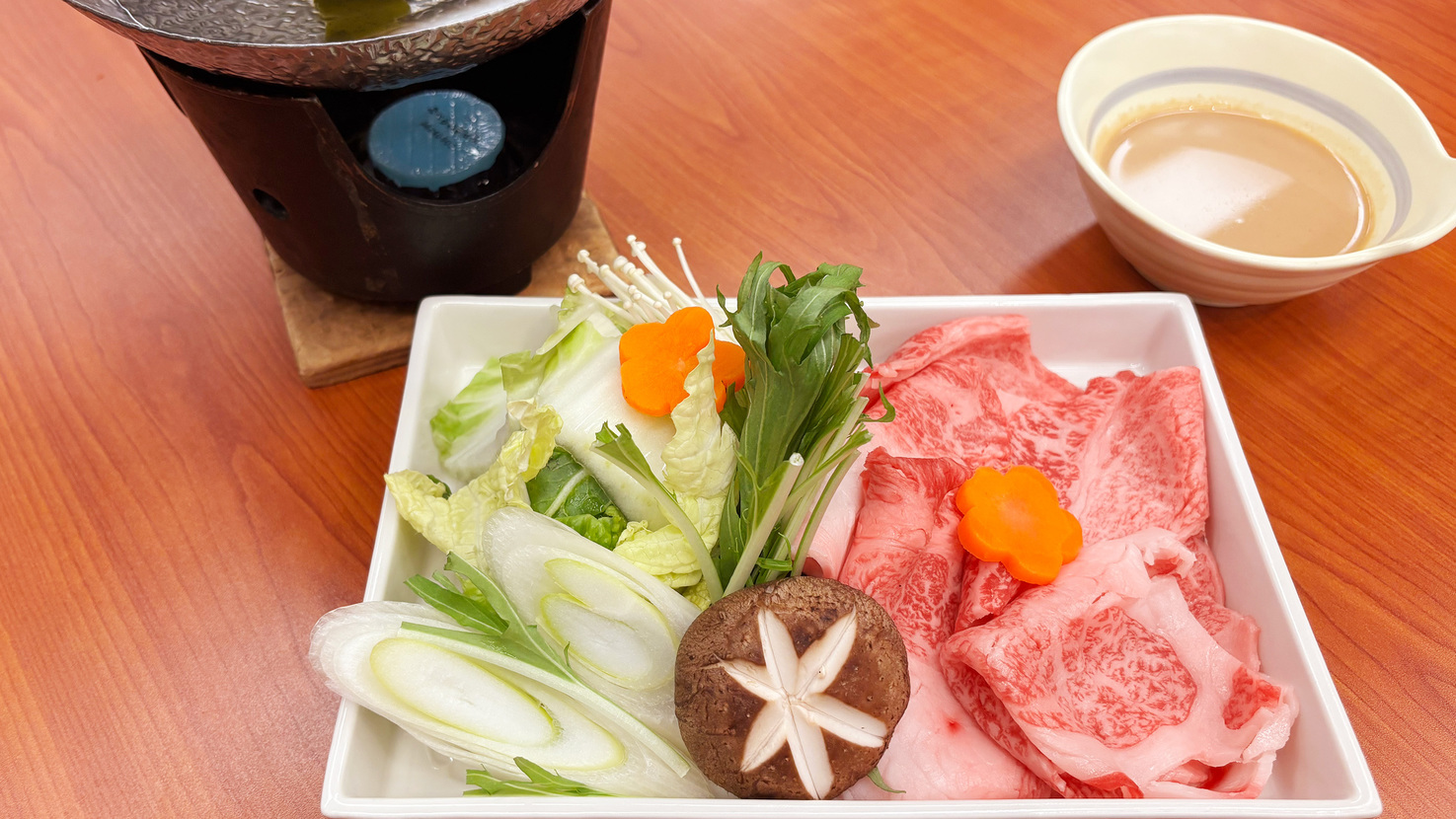 【特別料理】豪華信州プレミアム牛のしゃぶしゃぶ付　1泊2食創作和食膳＋ハーフバイキングプラン