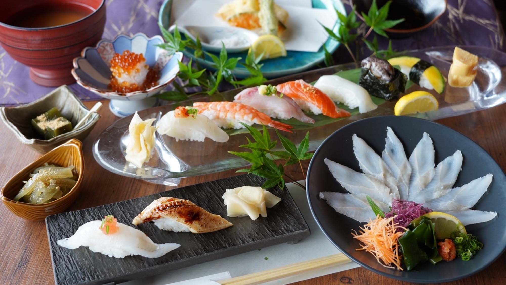 期間限定【海辺の鮨宿】あなごちゃんコース／1泊2食＜鮨屋台＞穴子づくし＋おすすめ握りコース満喫プラン