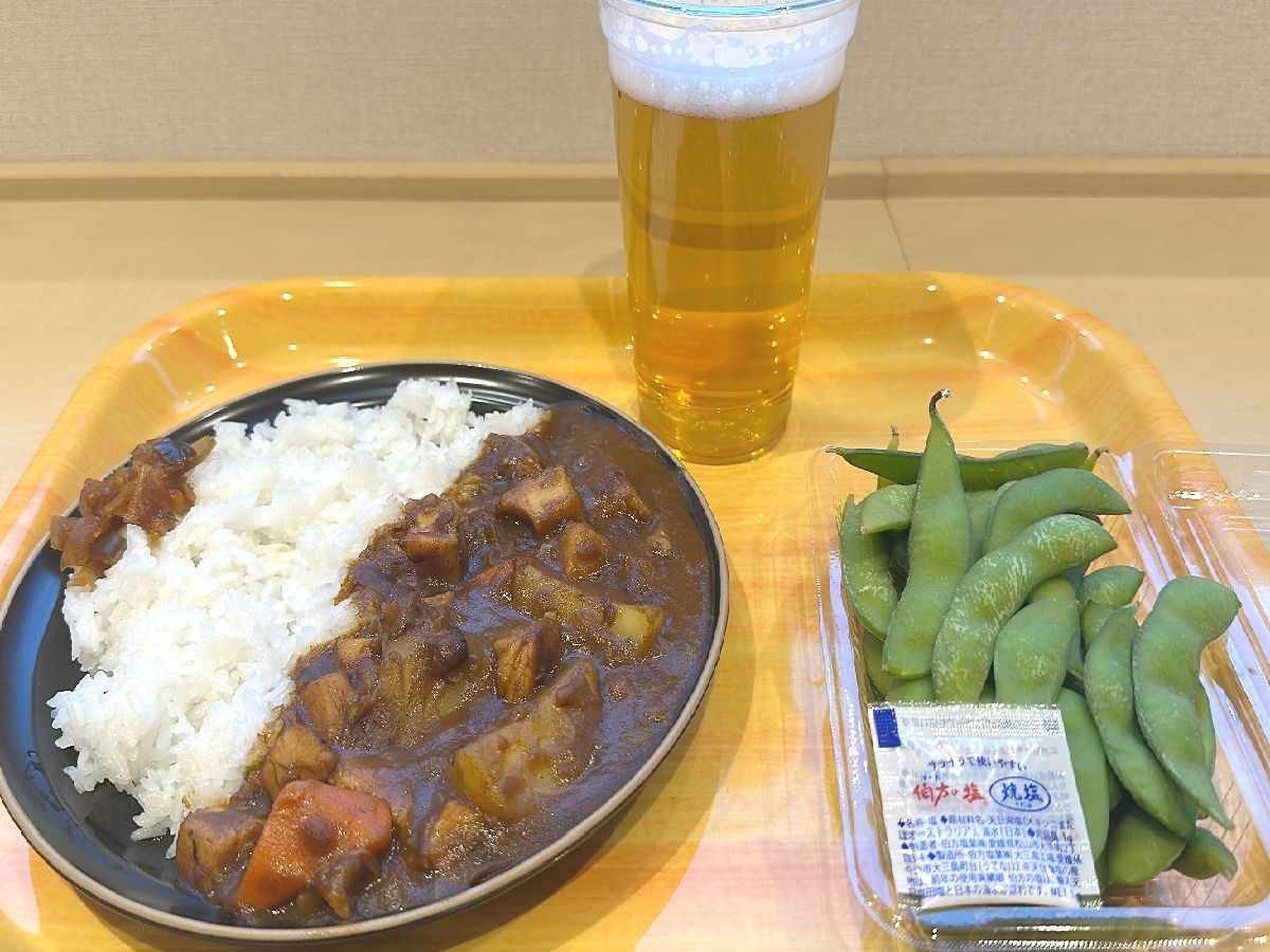 ※※【生ビール付夕食付】いろいろあるね。頑張るぞ！ゴロゴロチキンカレー＆枝豆＆お味噌汁　限定数ご用意