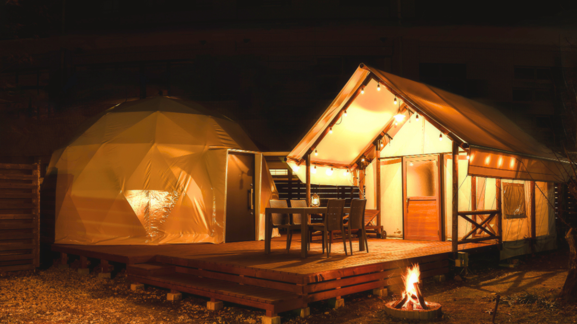 【stella】ドームテント＆リビング・シャワールーム・トイレ棟