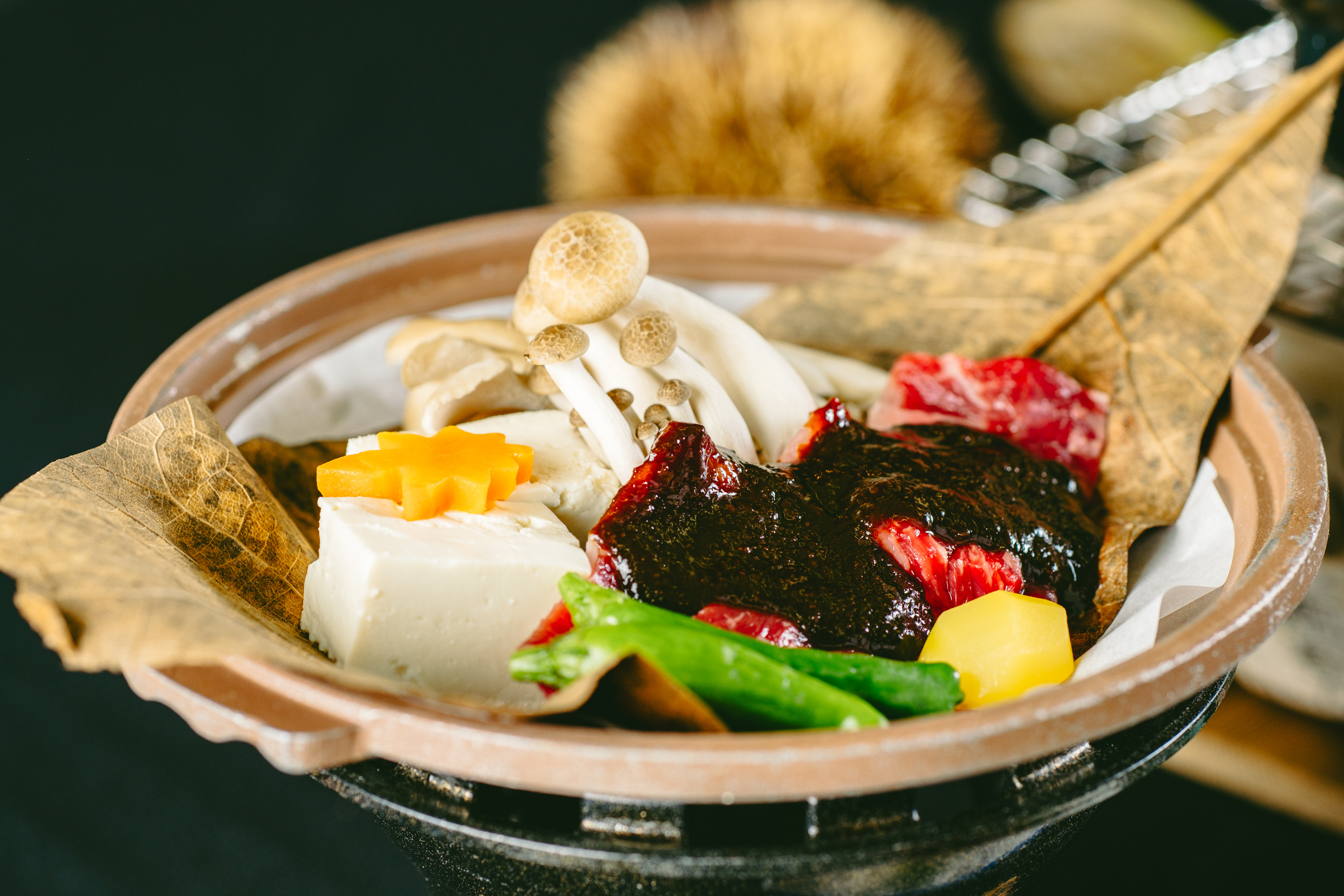 当館一番人気【いわて牛コース】朴葉焼き