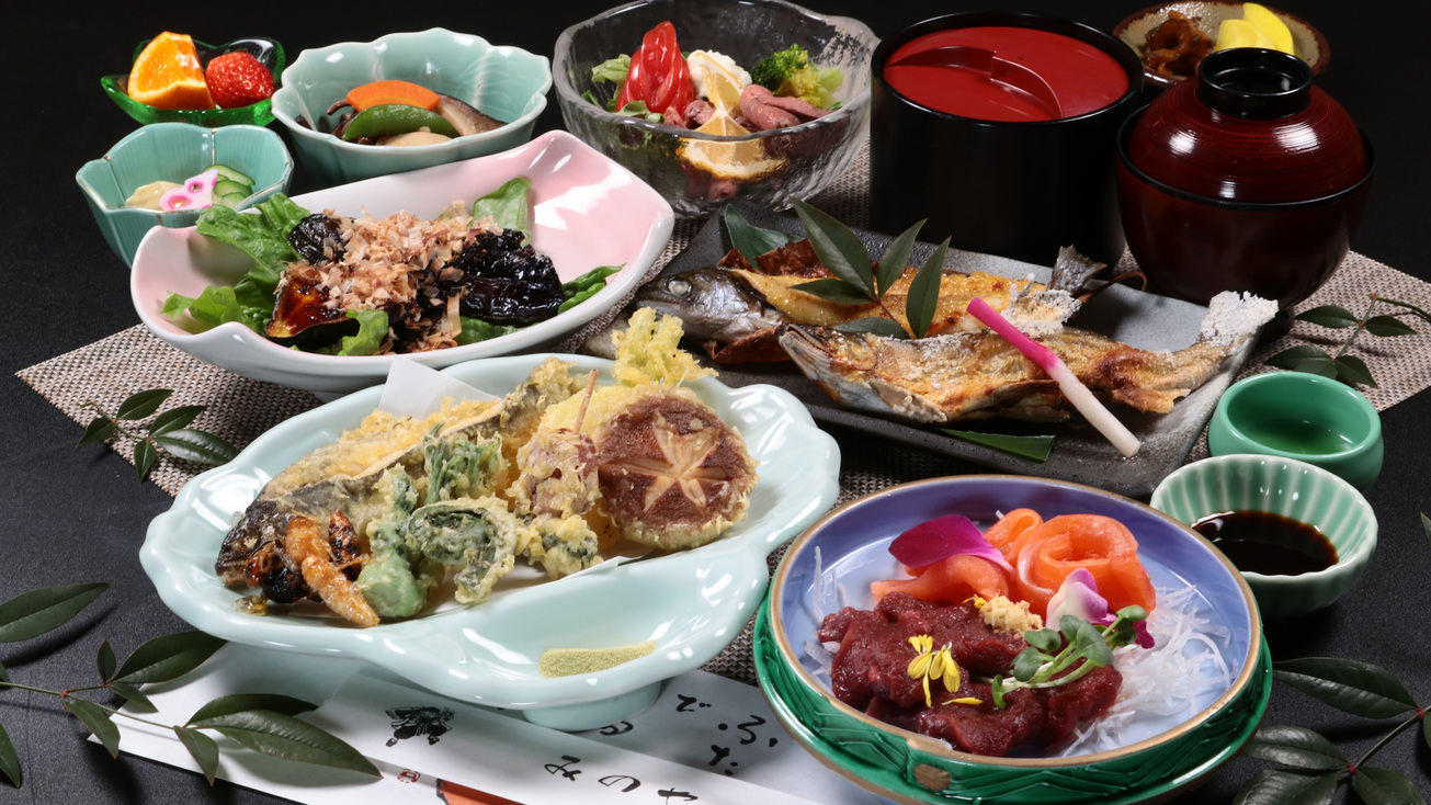 【スタンダード-2食付-】地元食材×季節の定番料理≪朝夕個室食・貸切風呂≫