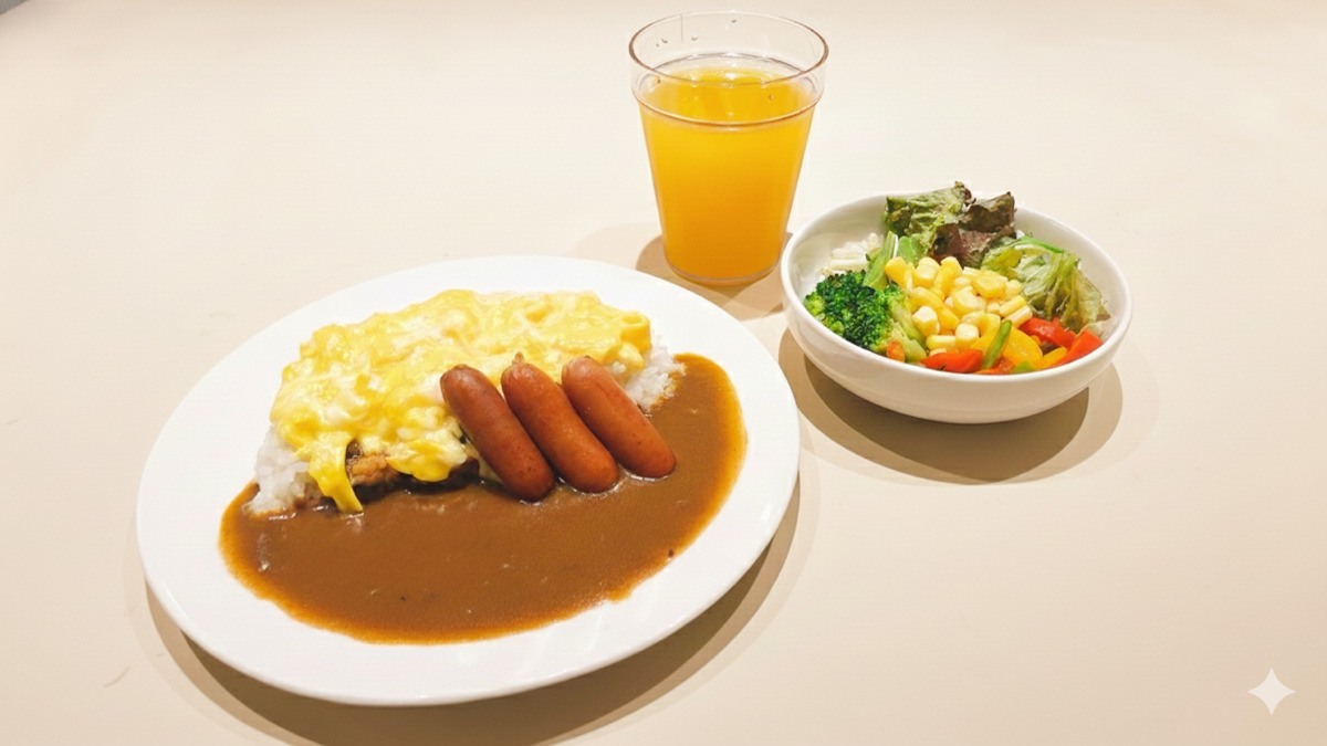 ■イチオシ、朝食カレー！トッピングでスクランブルエッグやソーセージ、揚げ物を添えると美味です♪