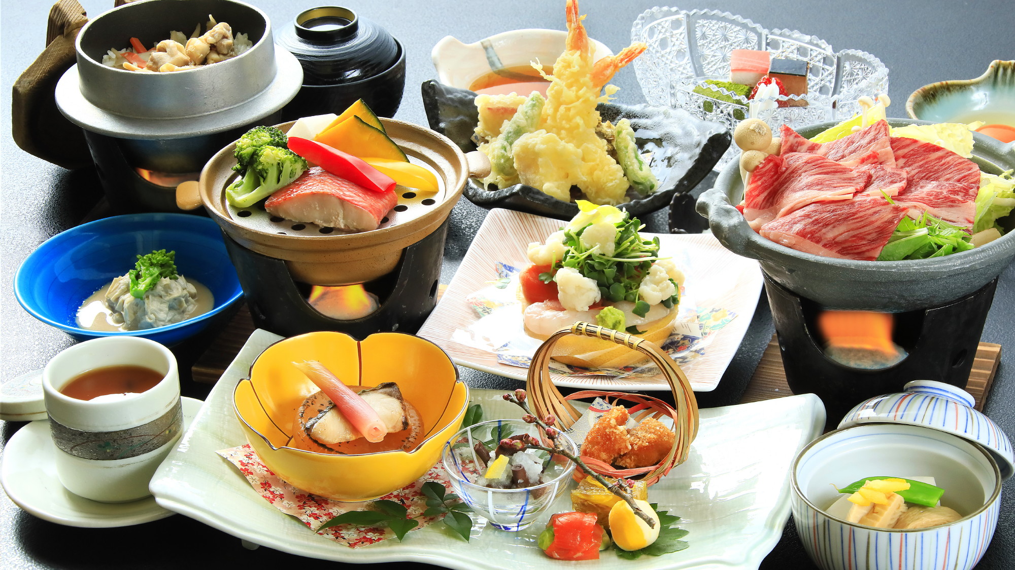 【お食事】個室会席ではここだけの限定会席料理をご用意いたします　※一例