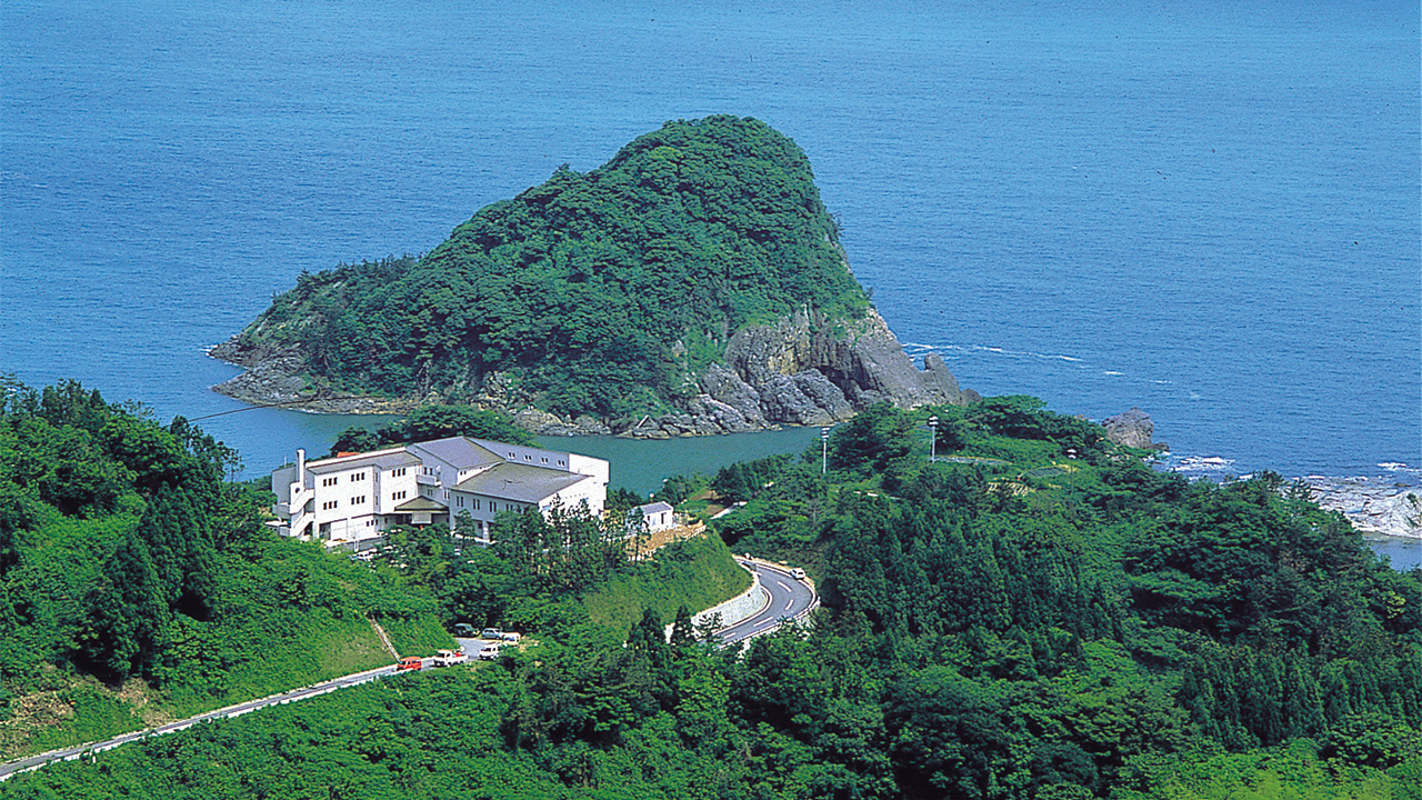 上空からの外観とオーシャンビュー