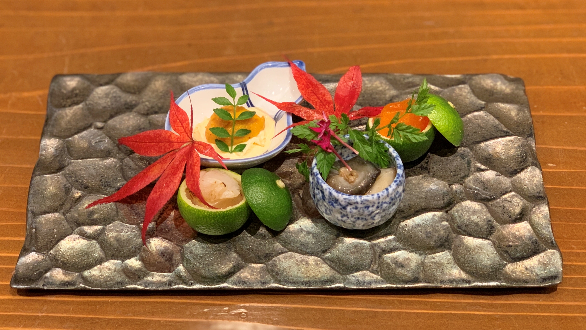 *【夕食一例】視覚と味覚で楽しむ日本の四季の前菜。