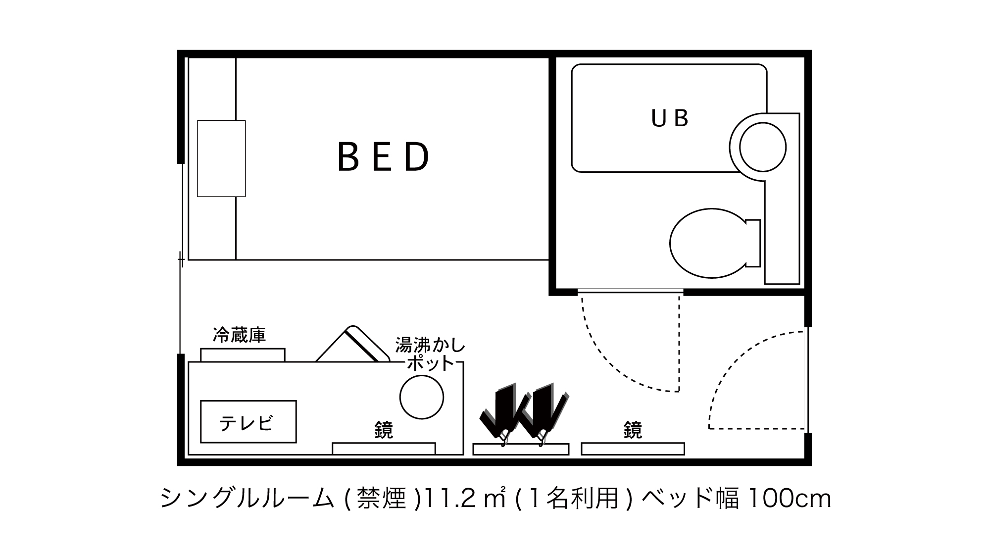 シングルルーム（禁煙）間取り