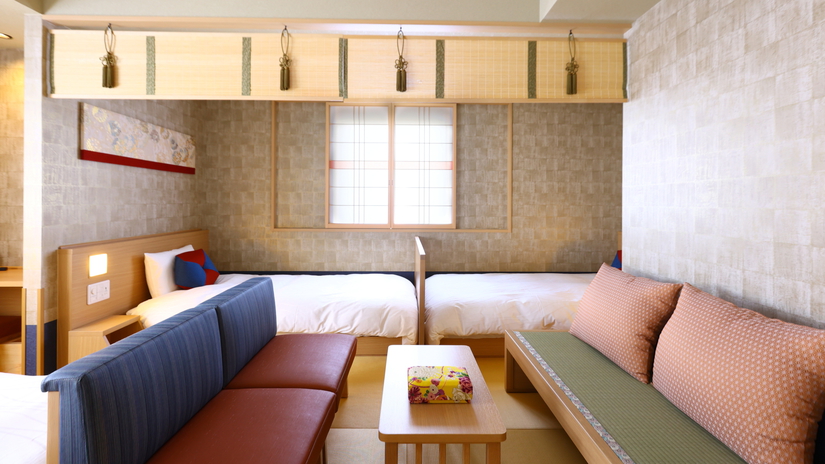 【禁煙】ファミリーフォース　33.7平米　サータ社製ベッド(100×195センチ×4台）