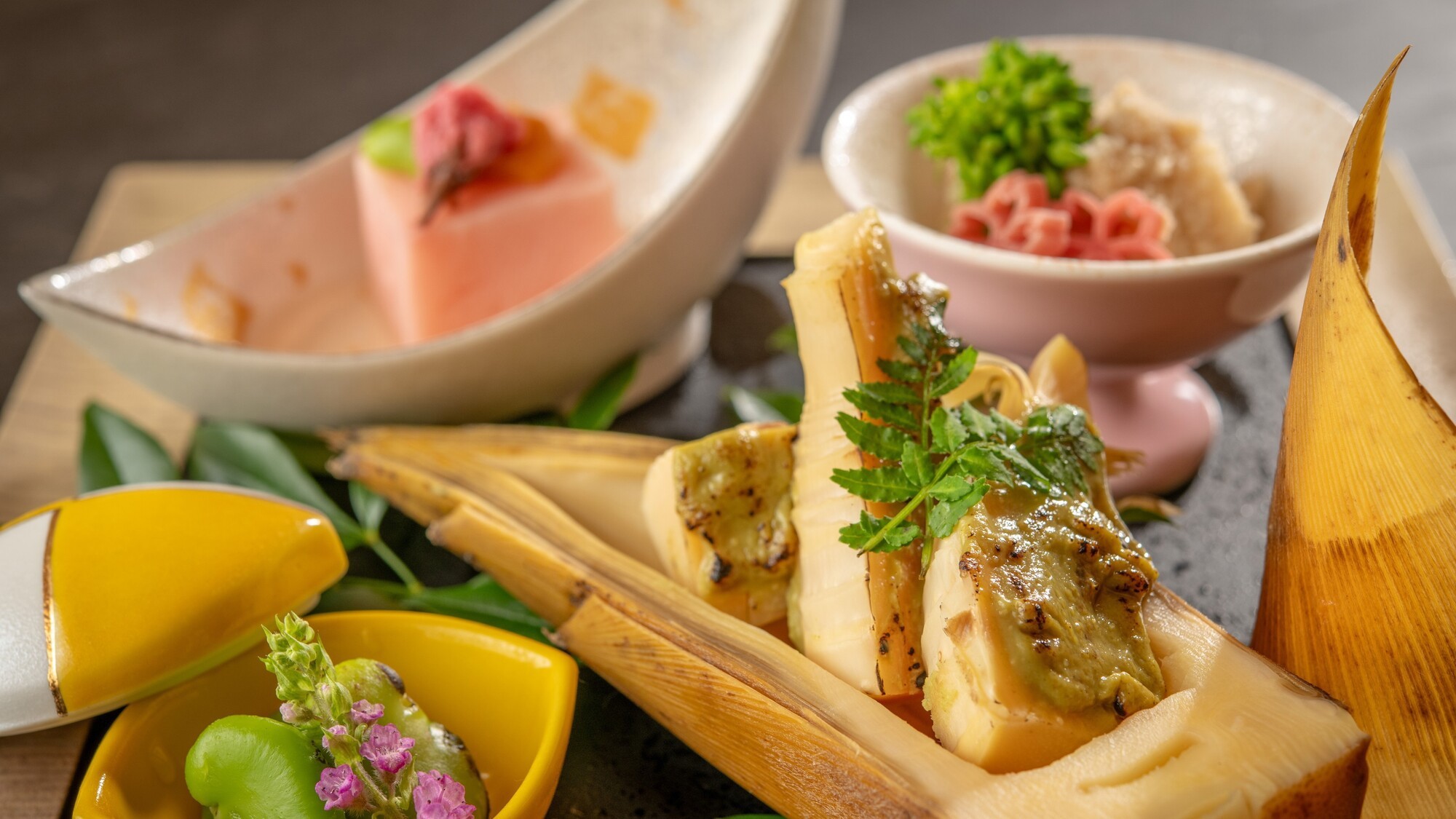 深山会席＜2026年春＞前菜「筍木の芽焼き他」