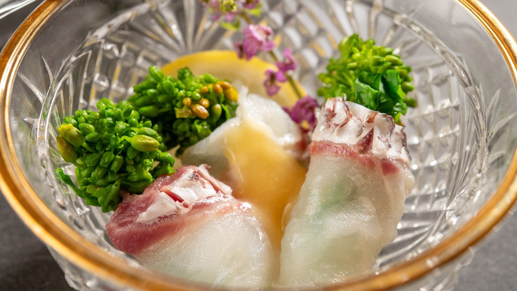 深山会席＜2026年春＞酢の物「桜鯛菜の花巻き」