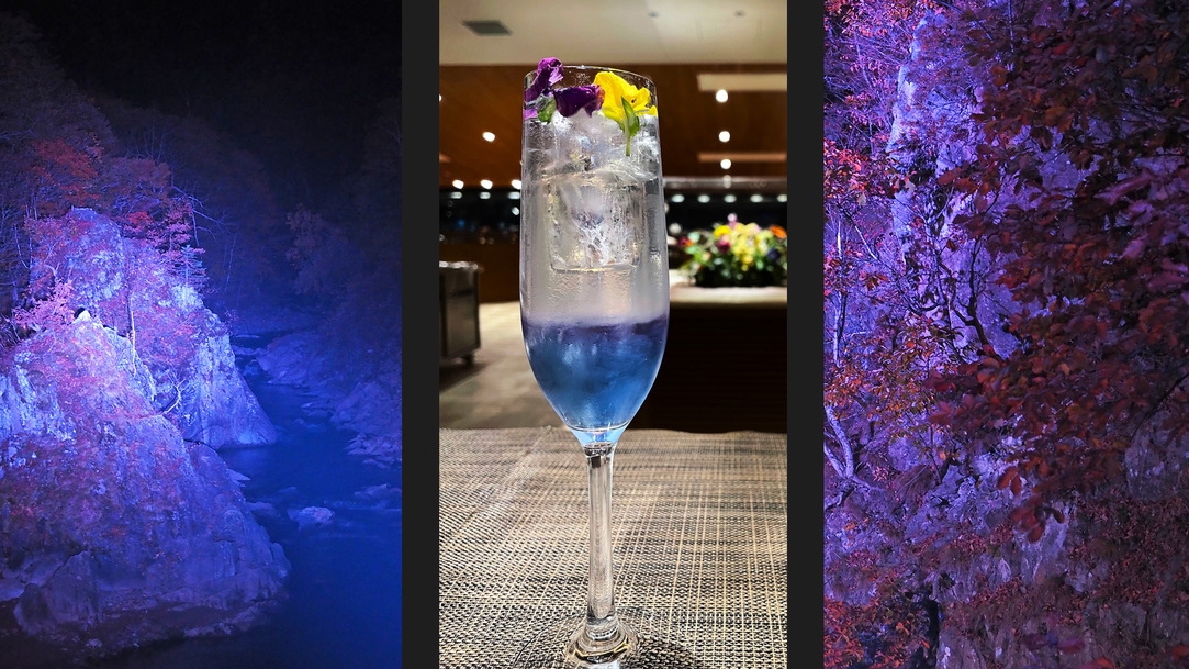【7・8月季節限定】夜空とつながる青い魔法〜夕食時に乾杯用カクテル付◆1日10室／渓谷展望温泉付客室