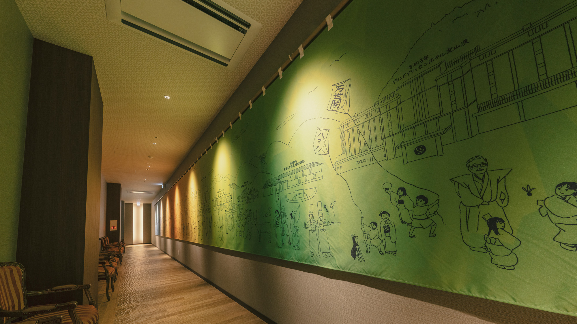 【大浴場】ハマノホテルズ今昔絵巻は20mに渡る