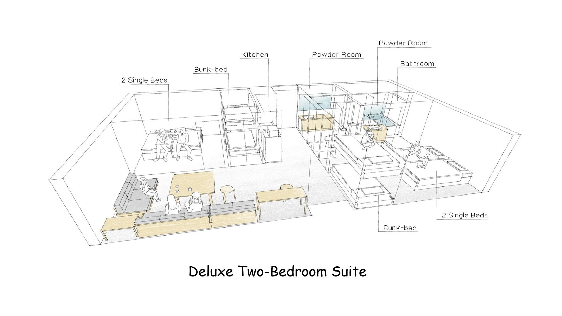 デラックス 2ベッドルームスイート 間取り図