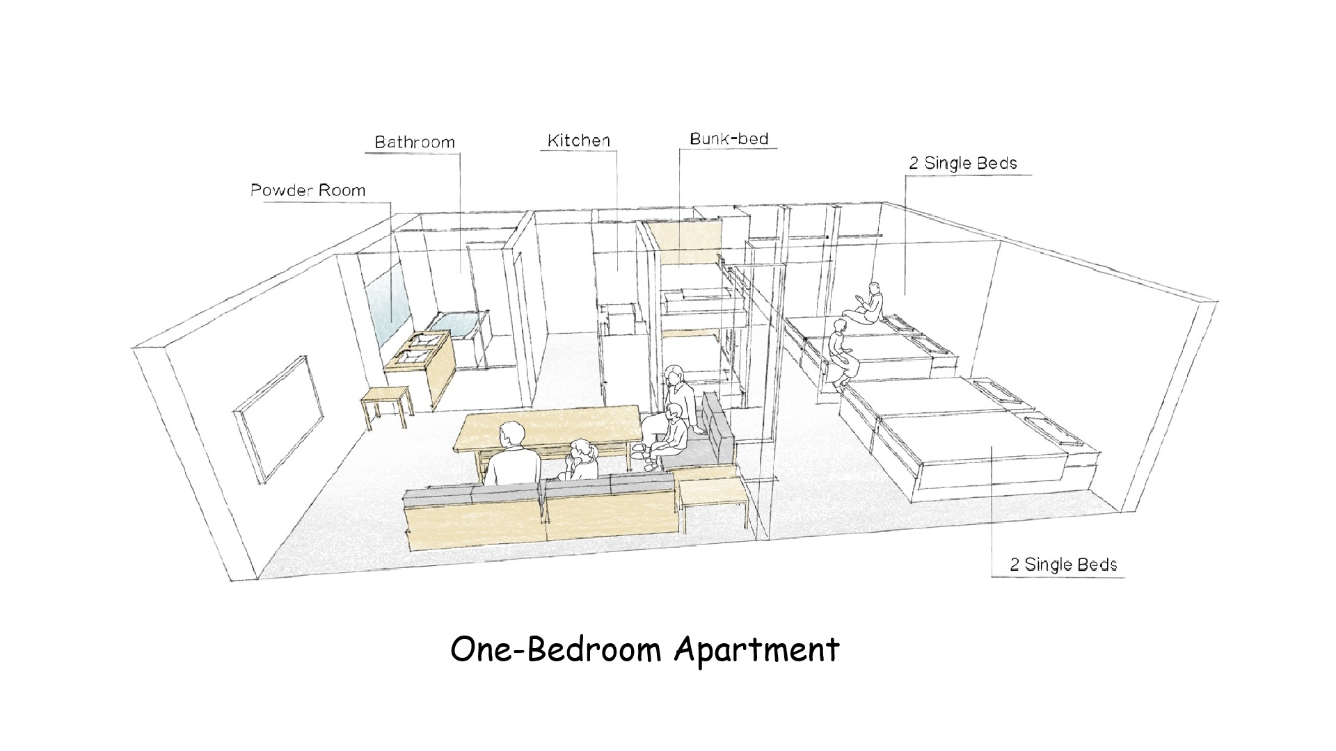 1ベッドルームアパートメント 間取り図