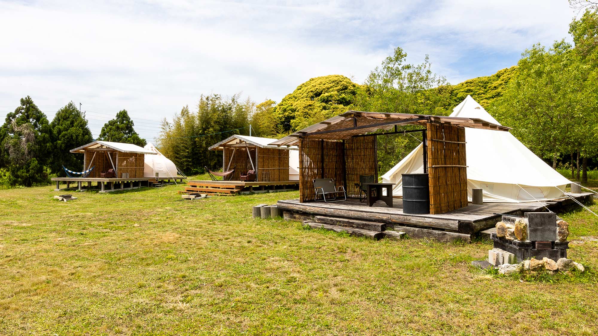 ・【グランピング】広々とした自然豊かな林の中で、隠岐の自然を体感しながら宿泊できます