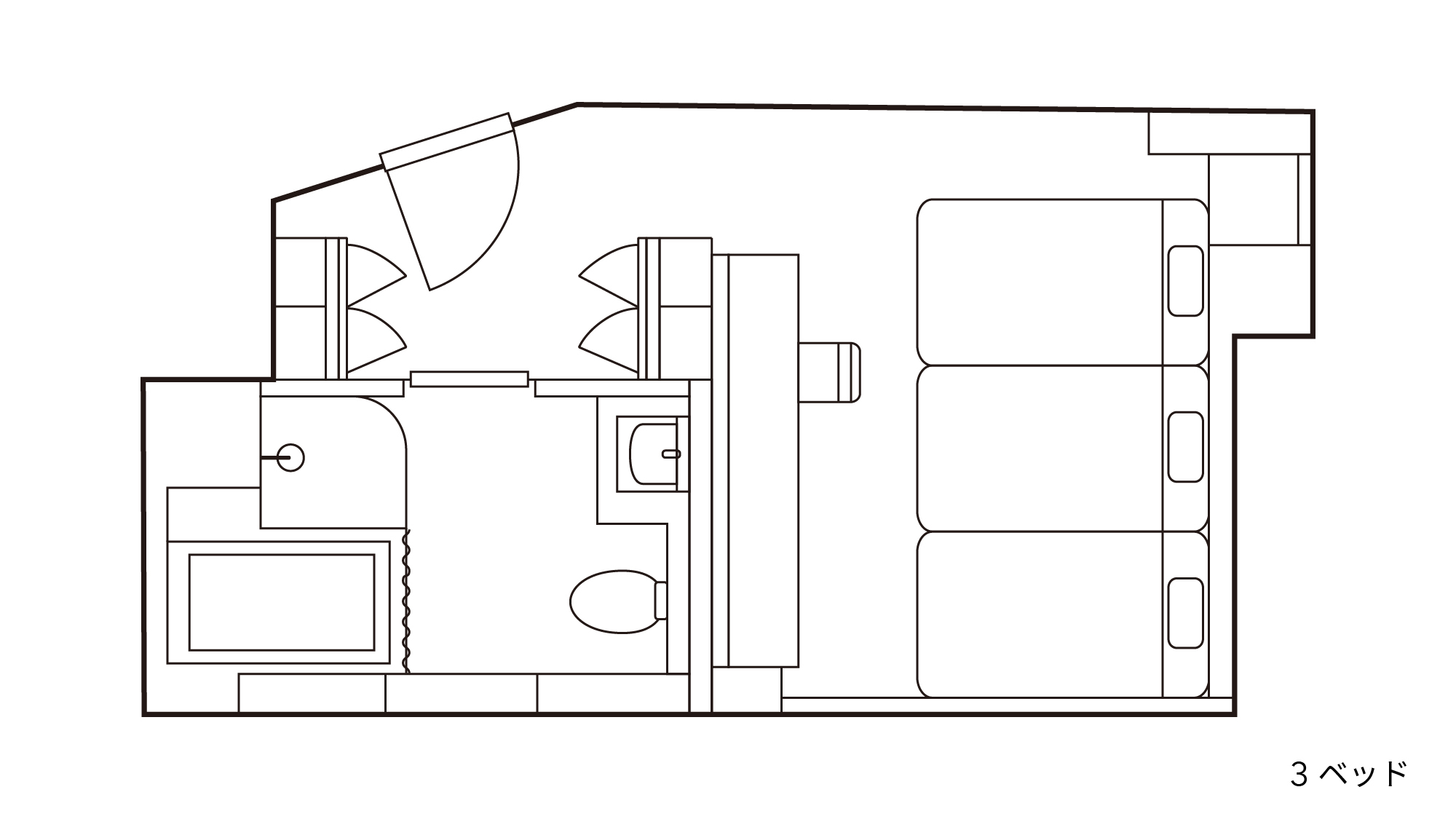 【ファミリールーム/3ベッド】平面図