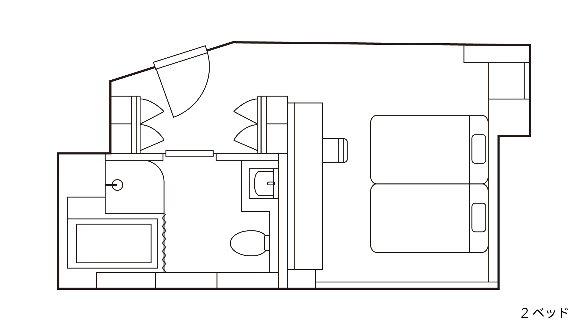 【ファミリールーム/2ベッド】平面図