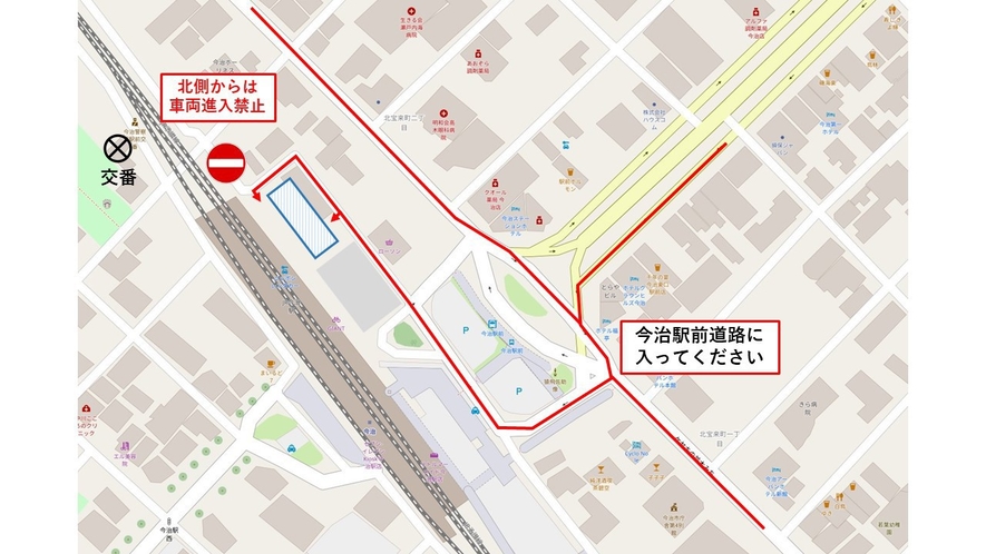 周辺地図　ホテル周辺一方通行