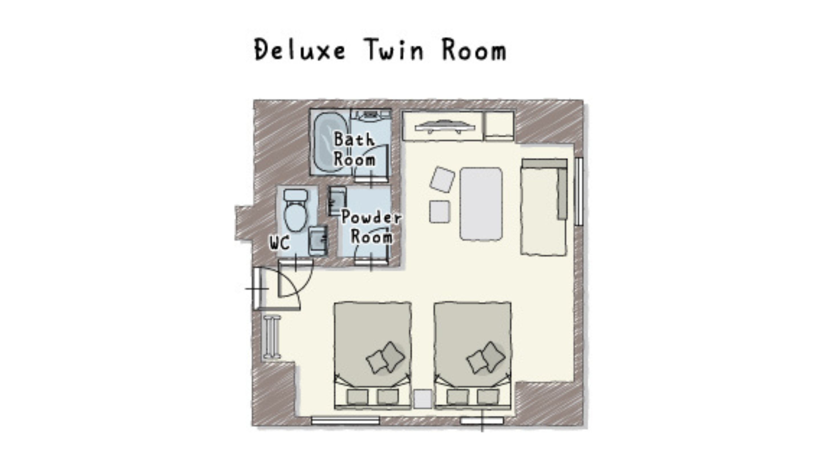 デラックスツインの間取り図です。