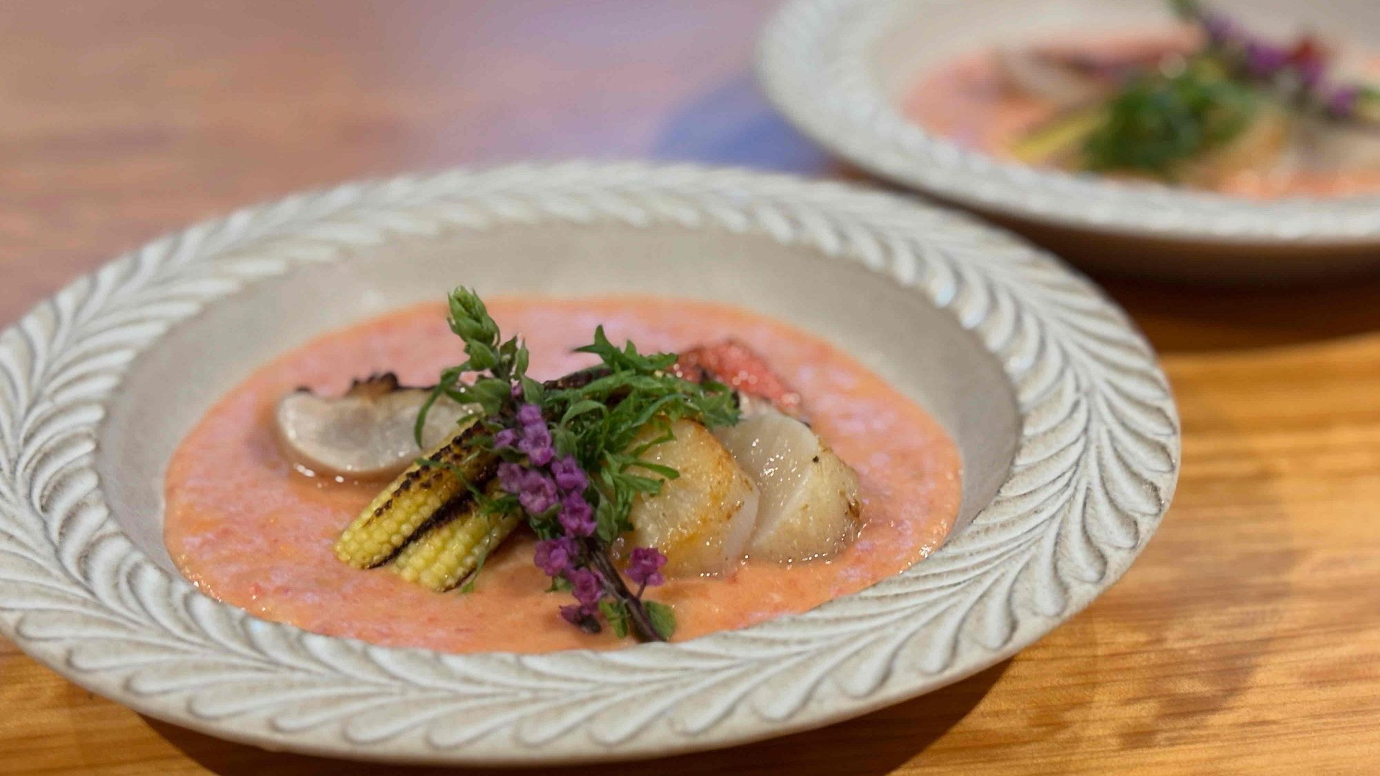【お食事一例】金目鯛焼き目付け蒸し　フルティカと新じゃがのスープ