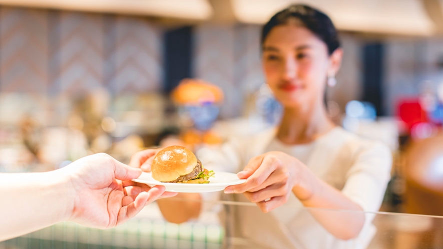 ◆焼きたて肉厚ハンバーガー　朝食（イメージ）