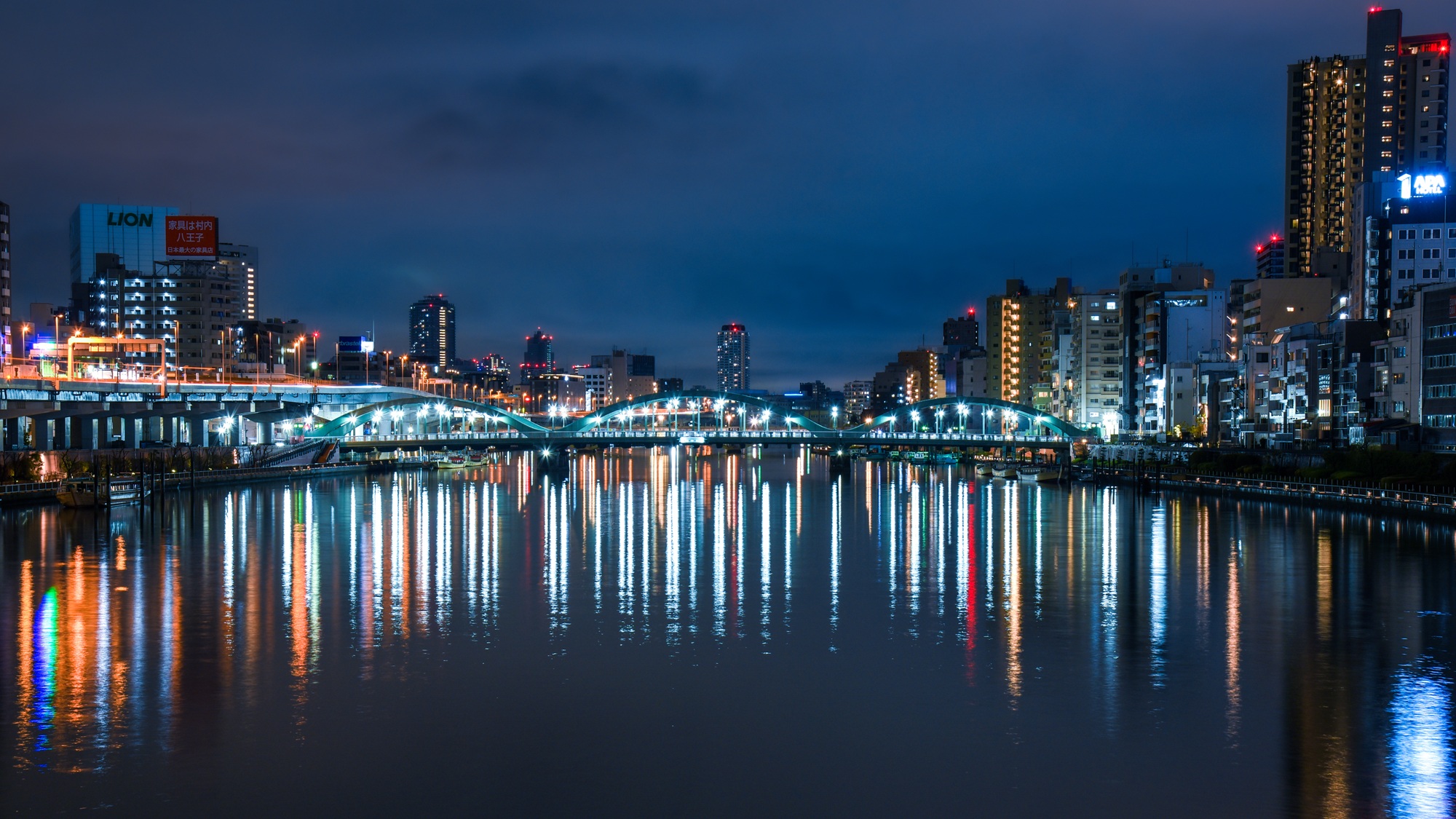 【蔵前橋】墨田川夜景、ホテルから徒歩でおおよそ8分
