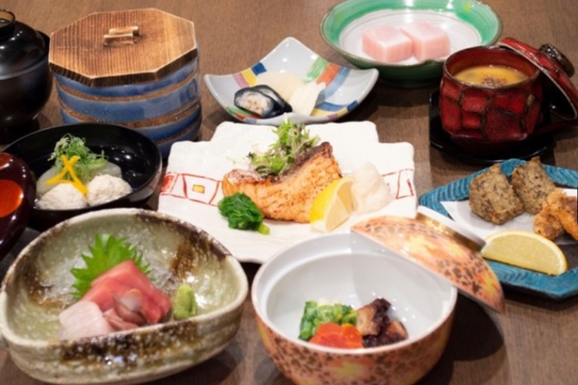 【早割90】15％OFF×90日前　日本料理「笠庵 賛否両論」和会席の夕食＆人気ベーカリーの朝食