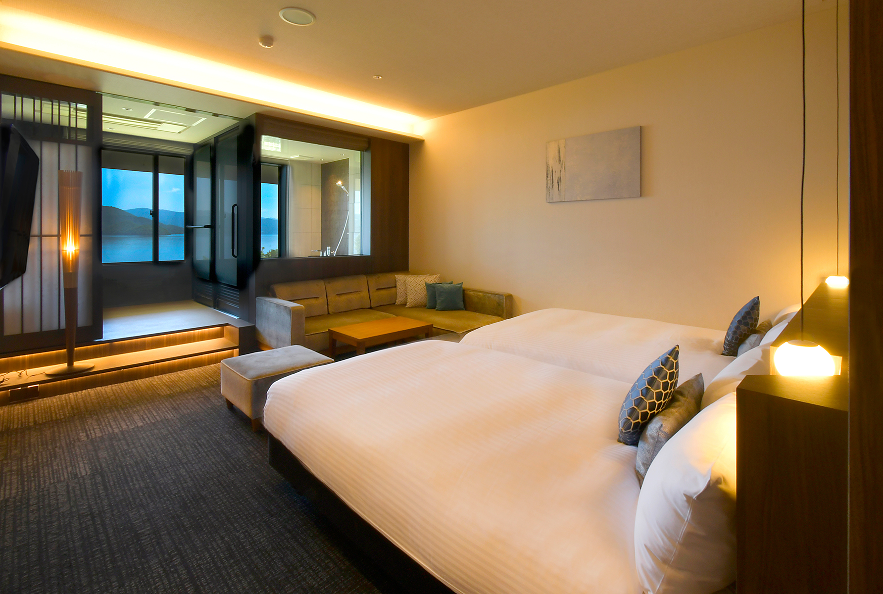 DXツイン　しつらえの異なる４タイプのご用意があり全室レイクビューとなります