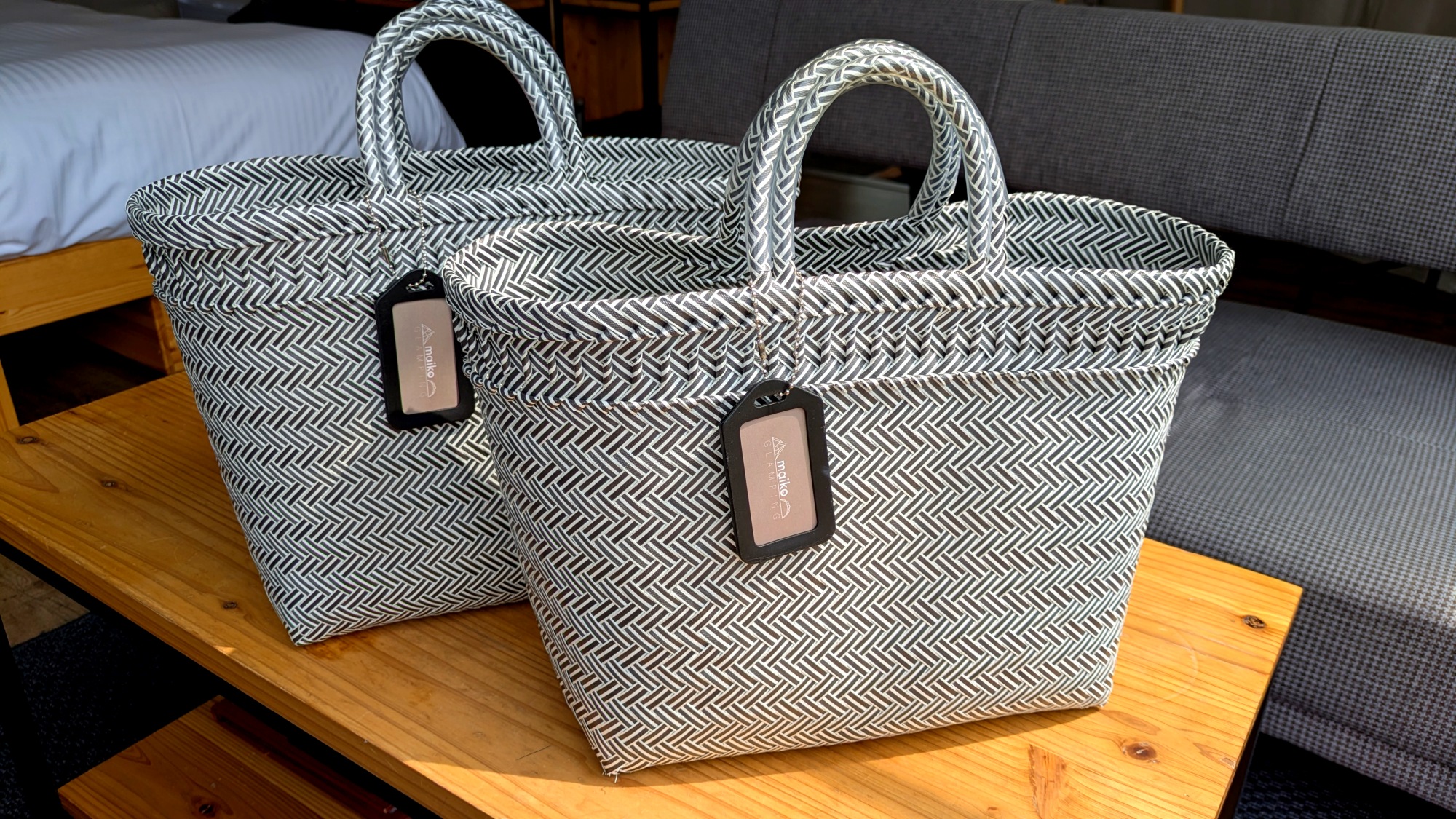 温泉、朝食会場に行く時に便利なパサールバッグ♪　温泉利用時のタオルはフロントでお受け取り下さい！