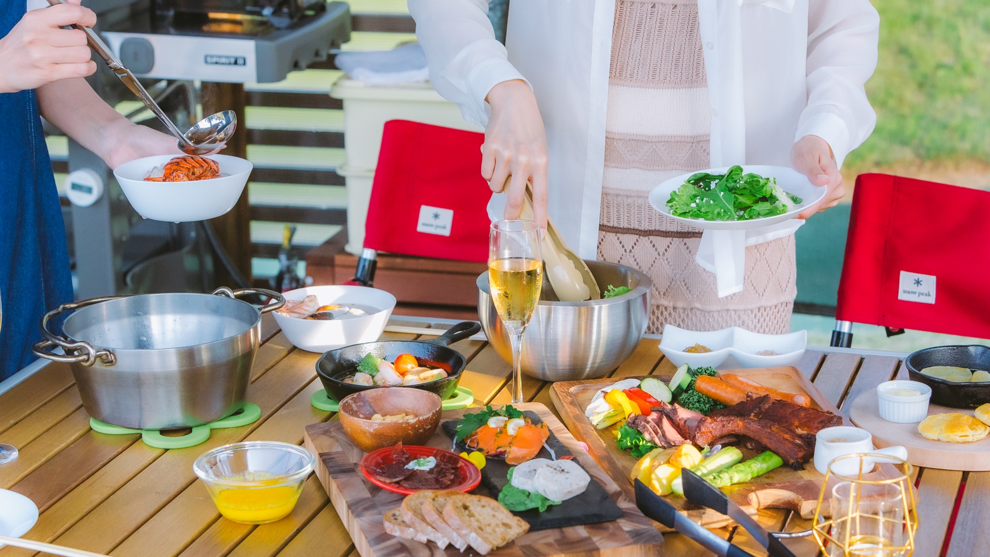 新潟の美味しいものを詰め込んだ豪華ディナー！屋外で食べるご飯は格別！