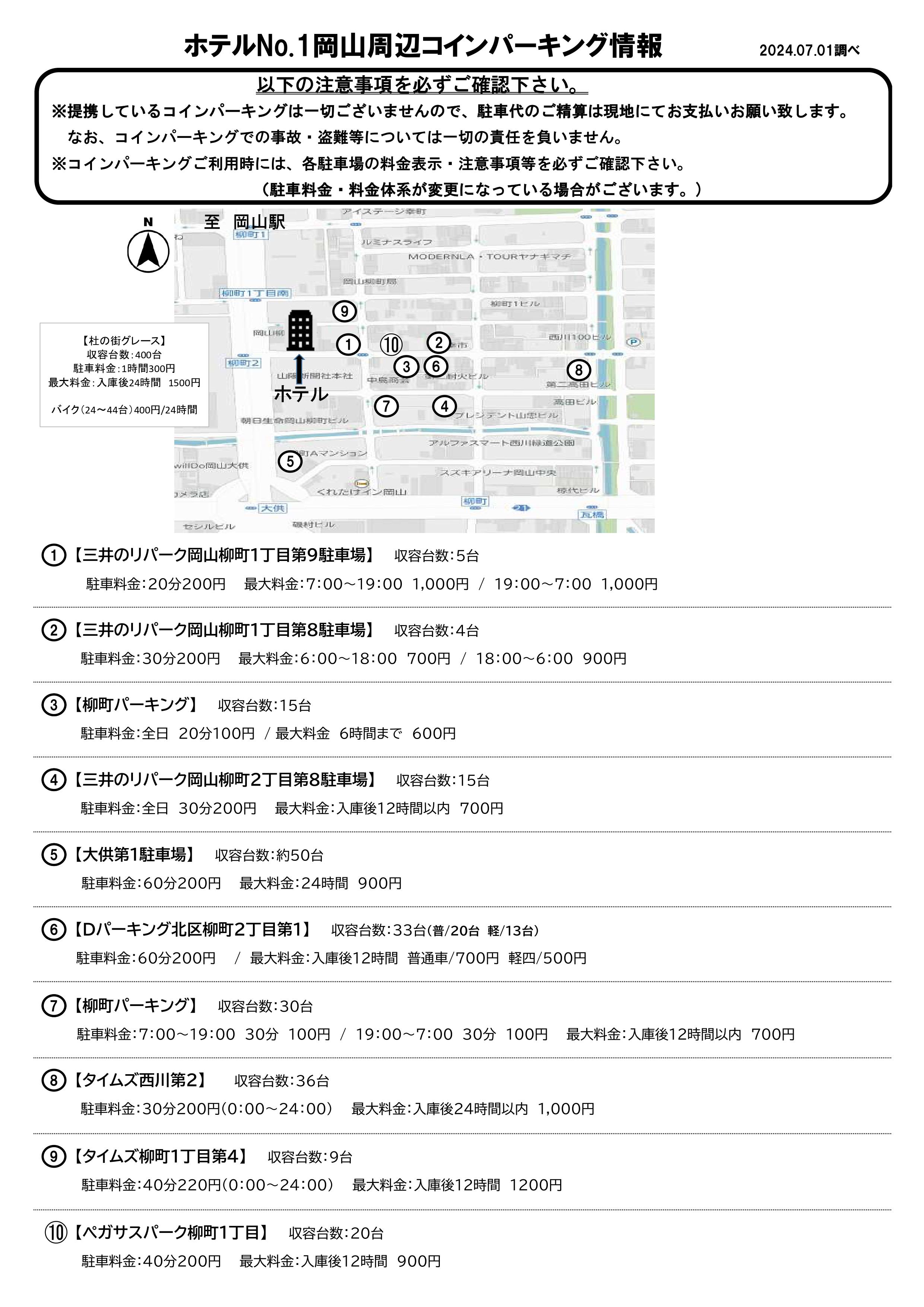 近隣の駐車場のご案内