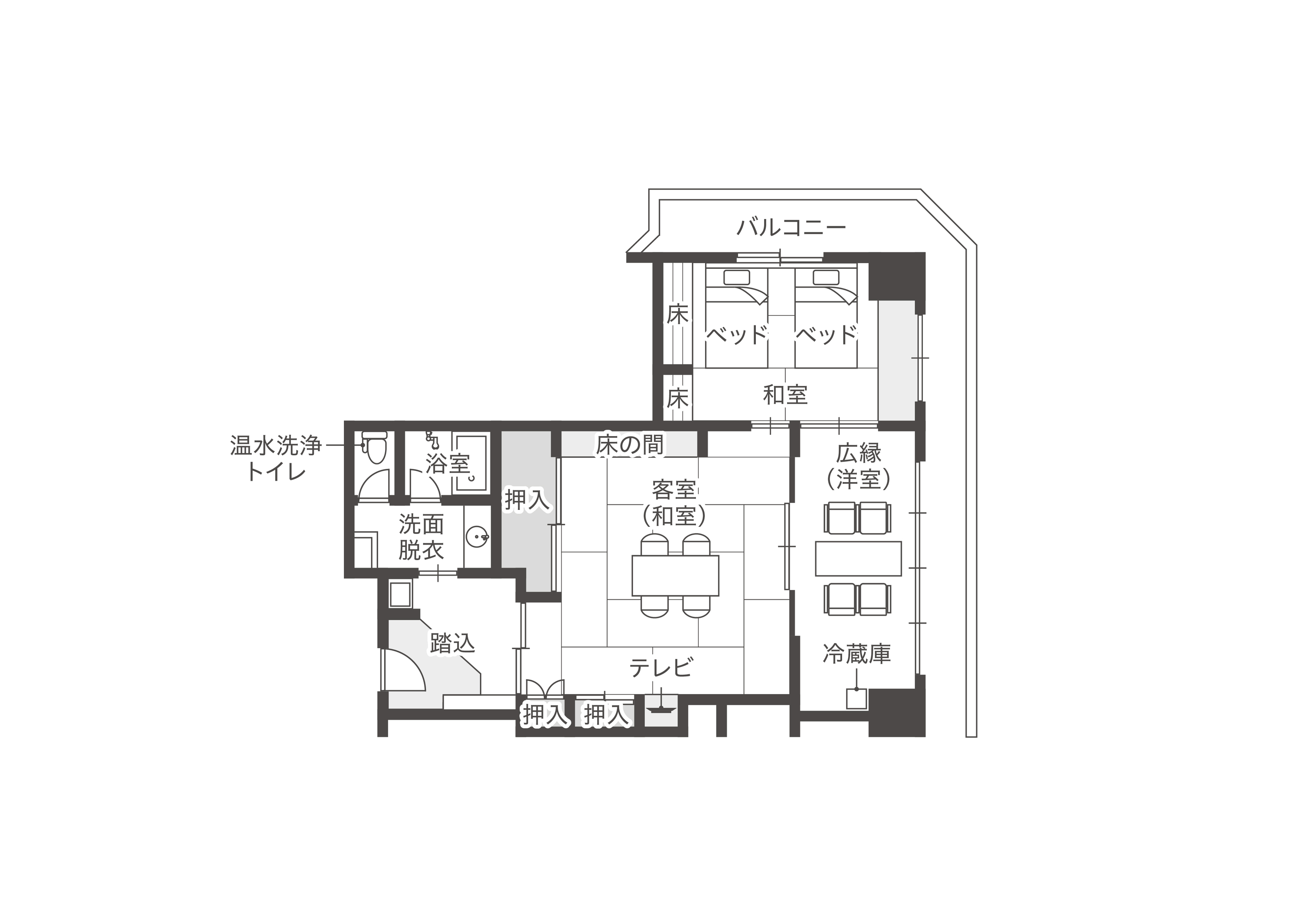 【ルームマップ】翠遥亭　和洋室