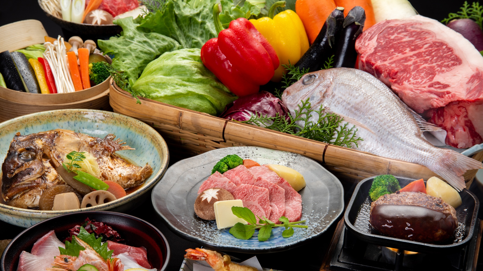 【お料理一例】体に優しく素材の味を活かしたこだわりのお料理。宗像の味をお楽しみください。