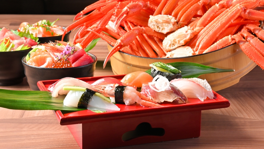 ◆限定２月２８日まで【夕食代３０％OFF】北海道味めぐり蟹・海鮮・お肉の贅沢ビュッフェ　☆朝夕食付き