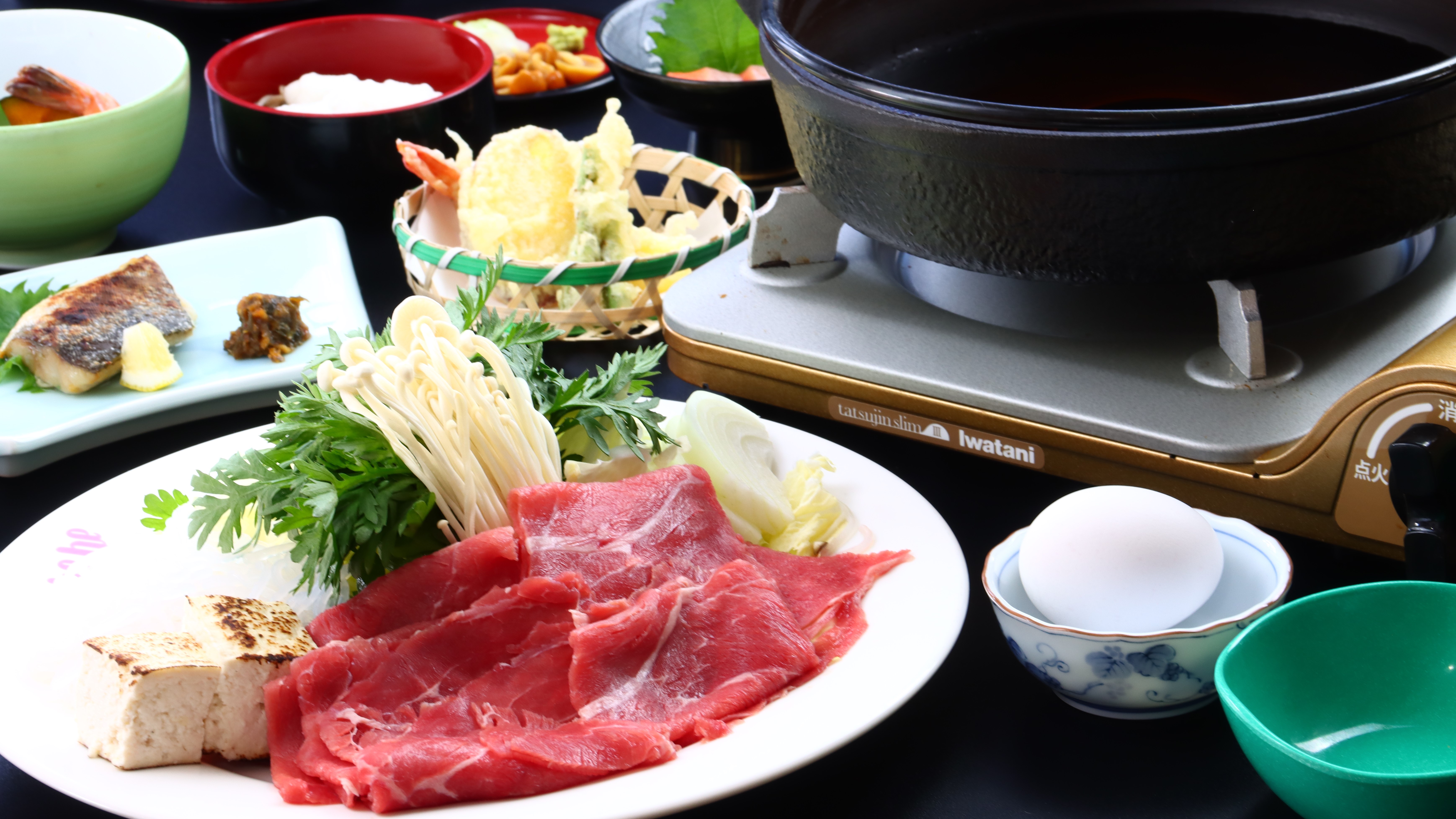 夕食の一例（グレードアッププラン）信州牛のすき焼き