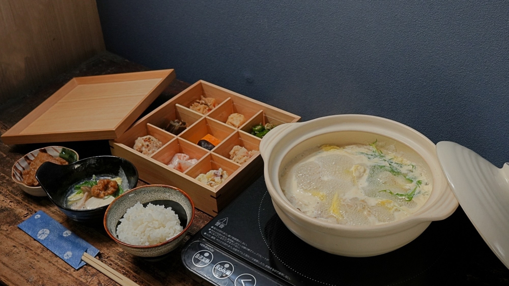 1泊2食付きプラン：夕食は鱧しゃぶと朝食は「選べる3種鍋と九種彩り小鉢の和朝食」or「ホットサンド」