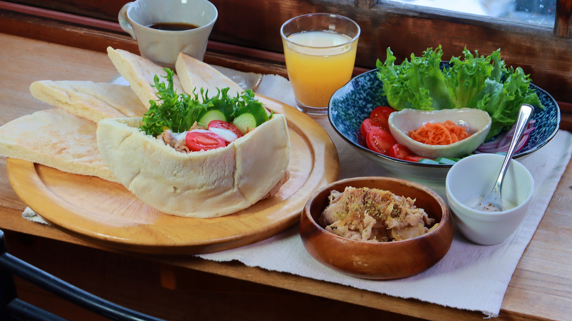 【お料理】 朝食 ピタサンド 一例