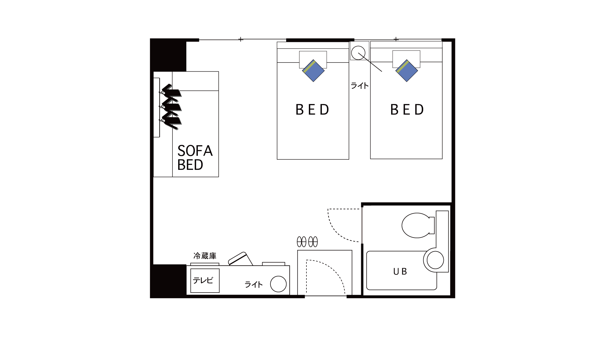 【客室】デラックスツインルーム〈間取り〉