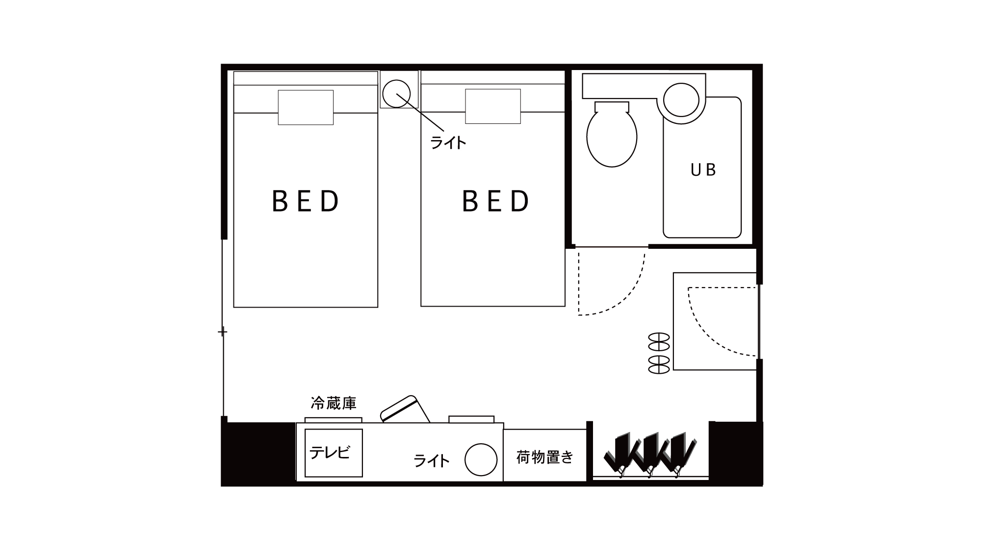 【客室】ツインルーム〈間取り〉