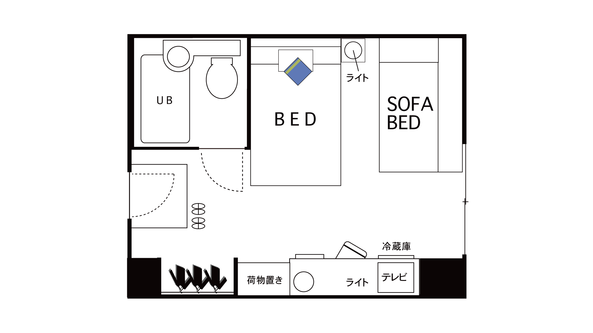 【客室】デラックスシングルルーム〈間取り〉